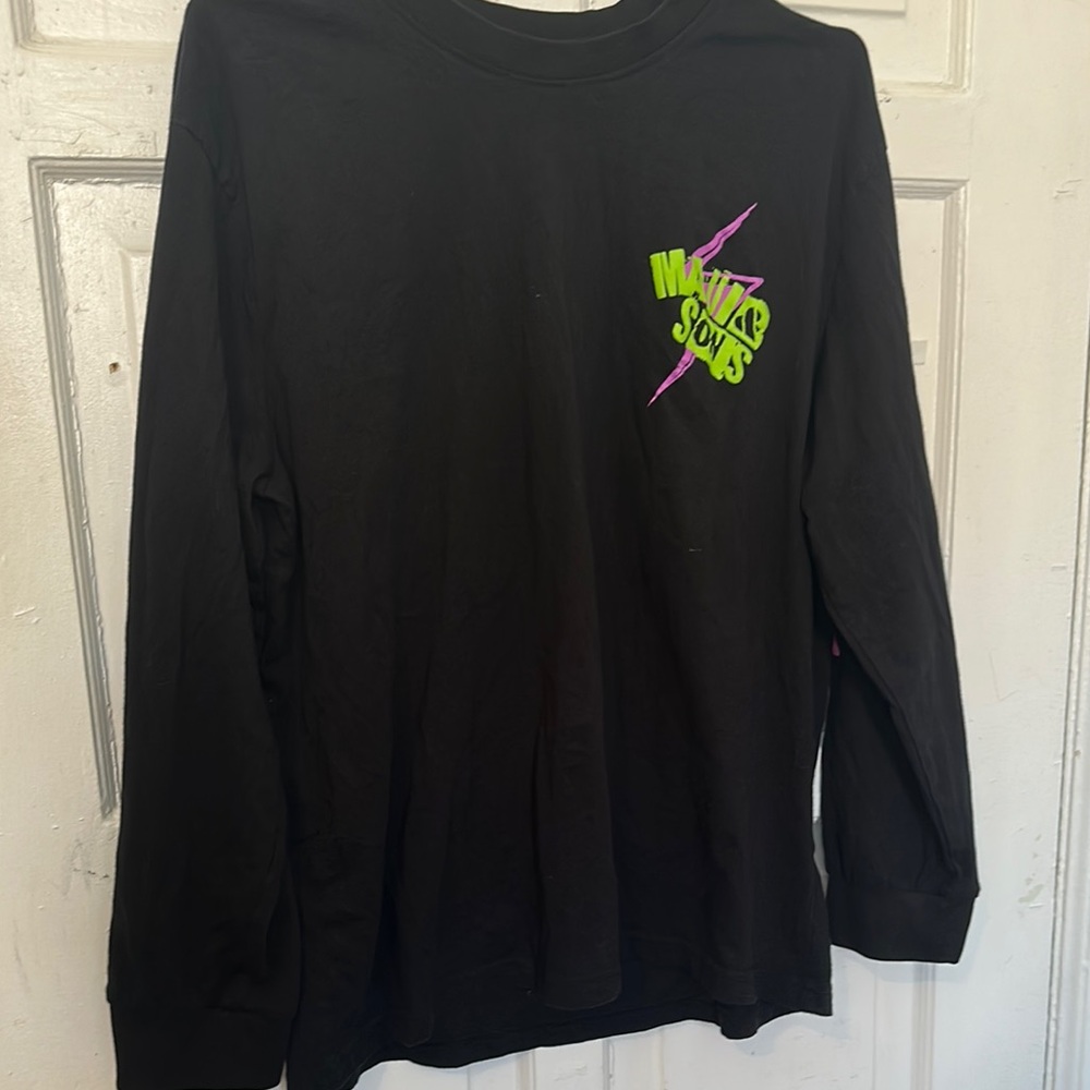 M—Black Long Sleeve Shirt with Neon Graphic